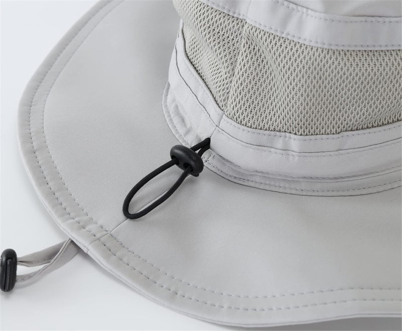 Connectyle Men's Outdoor Mesh Boonie Sun Hat Wide Brim UV Protection Fishing Hat (Grey) - Image 3