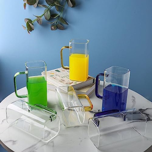 miRim Square Borosilicate Juice/Milk/Tea/Coffee Glass with Handle - 380 ml (Transparent) Pack of- 2 - Image 5