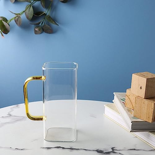 miRim Square Borosilicate Juice/Milk/Tea/Coffee Glass with Handle - 380 ml (Transparent) Pack of- 2 - Image 4