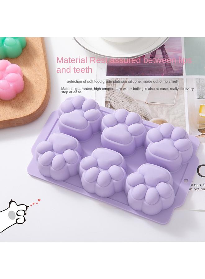 Bluejw Strict Selection Of Food Grade Silicone Baby Cake Mold Cartoon Cat's Claw Footprints Baby Steamed Cake Complementary Food Mold - Image 3