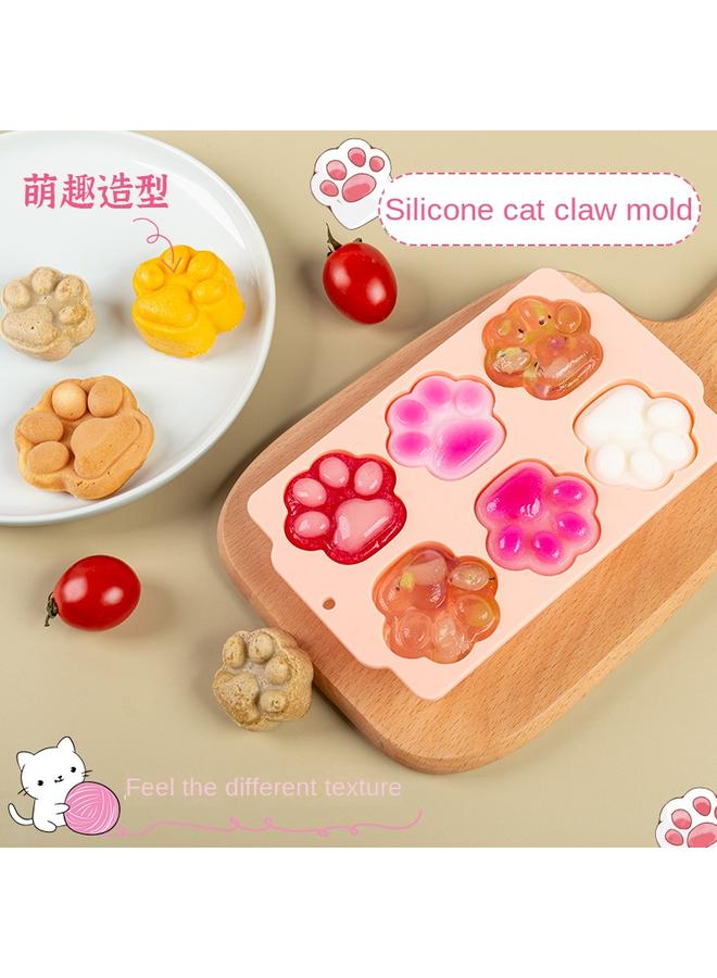 Bluejw Strict Selection Of Food Grade Silicone Baby Cake Mold Cartoon Cat's Claw Footprints Baby Steamed Cake Complementary Food Mold - Image 4