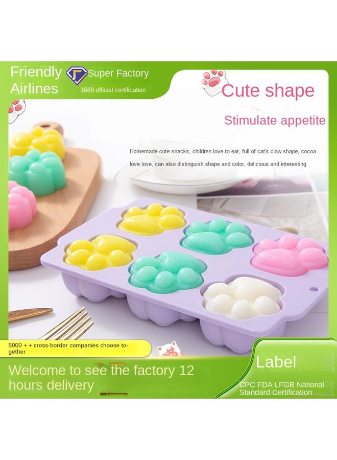 Bluejw Strict Selection Of Food Grade Silicone Baby Cake Mold Cartoon Cat's Claw Footprints Baby Steamed Cake Complementary Food Mold - Image 2