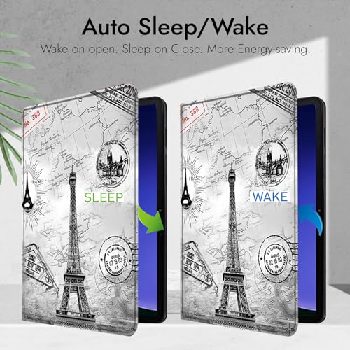 Robustrion Cover Case for Samsung Galaxy Tab S9 FE Plus 12.4 inch/Tab S9 Plus inch, Folio Cover Case with [Pencil Holder] [Auto Sleep Wake] for Samsung Tab S9+ / S9 FE+ Tablet - Eiffel - Image 3