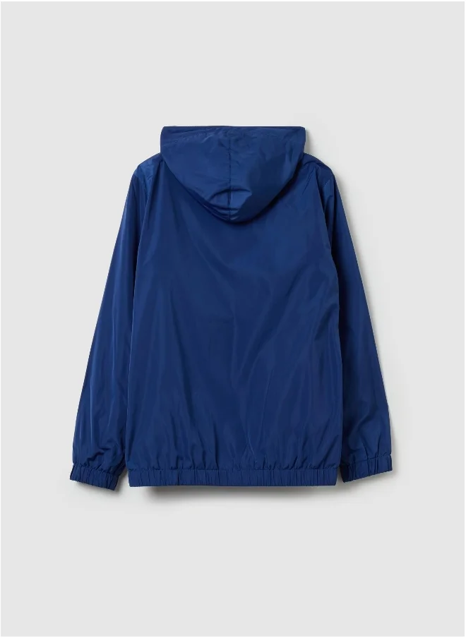 او في اس Full-zip waterproofed jacket with hood