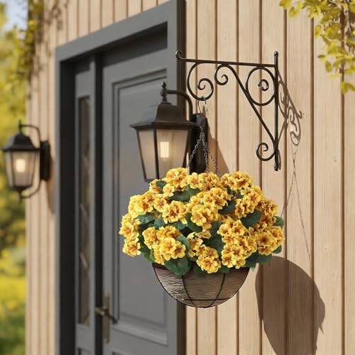 GLIDLION 12 Bundles Artificial Geranium Flowers for Spring Summer Decor, UV-Resistant Fake Plants Realistic Faux Silk Bouquets for Front Door Farmhouse Garden Porch Home Outdoor Decor (Yellow) - Image 4