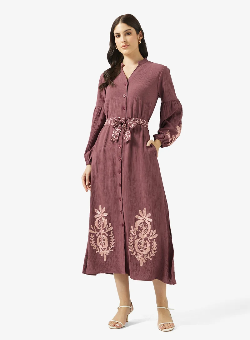 Ripples Ladies Long Dress With Embroidery