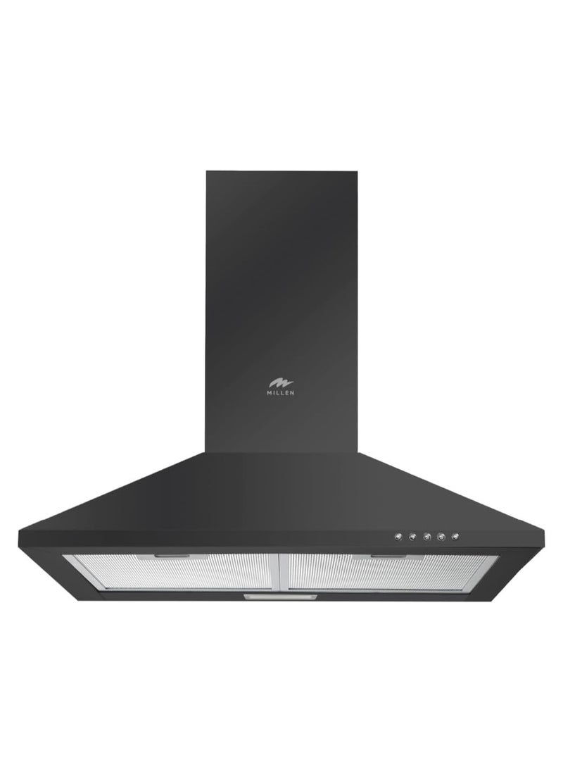 MILLEN 60cm Black Chimney Range Hood  - Image 1