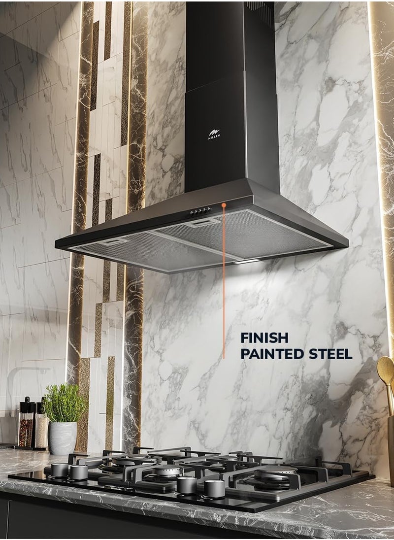 MILLEN 60cm Black Chimney Range Hood  - Image 3