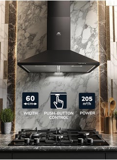 MILLEN 60cm Black Chimney Range Hood  - Image 2