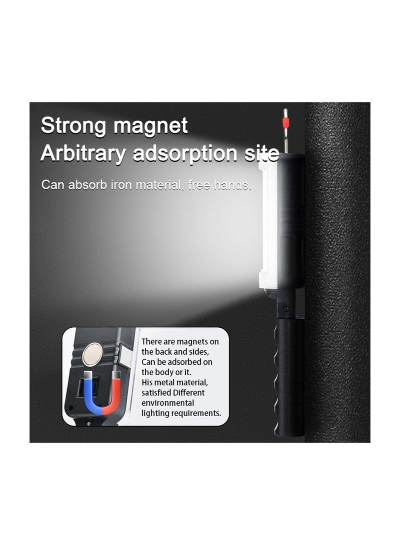 ضوء عمل LED، حزمة واحدة من مصباح يدوي محمول، ضوء عمل يدوي مغناطيسي بقدرة 700 لومن، ضوء قابل للشحن، ضوء تفتيش السيارات في الهواء الطلق مع خطاف، زاوية ضبط 180 درجة، للإصلاحات الطارئة للسيارات والآلات. - Image 4