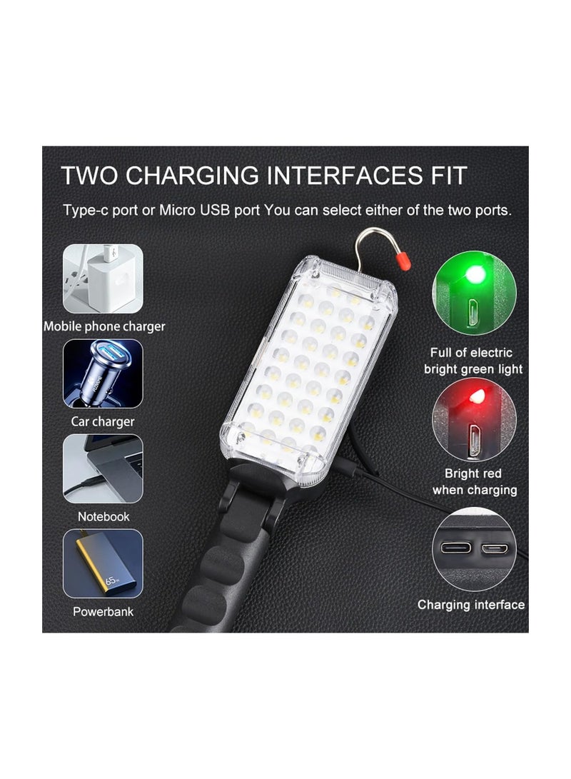 ضوء عمل LED، حزمة واحدة من مصباح يدوي محمول، ضوء عمل يدوي مغناطيسي بقدرة 700 لومن، ضوء قابل للشحن، ضوء تفتيش السيارات في الهواء الطلق مع خطاف، زاوية ضبط 180 درجة، للإصلاحات الطارئة للسيارات والآلات. - Image 5