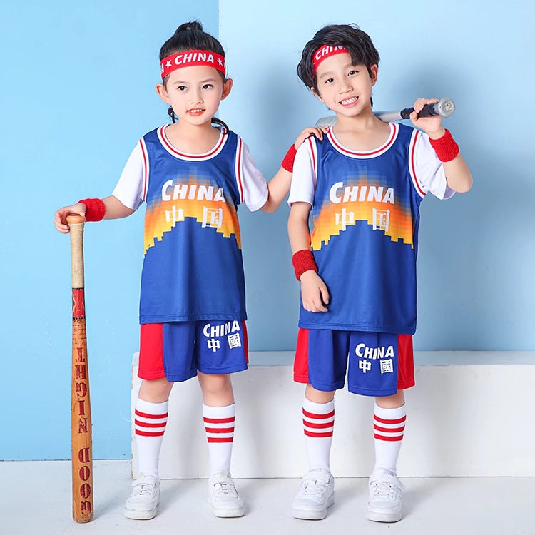 Generic Kids Basketball Jersey Set Summer Training Uniform Cailan