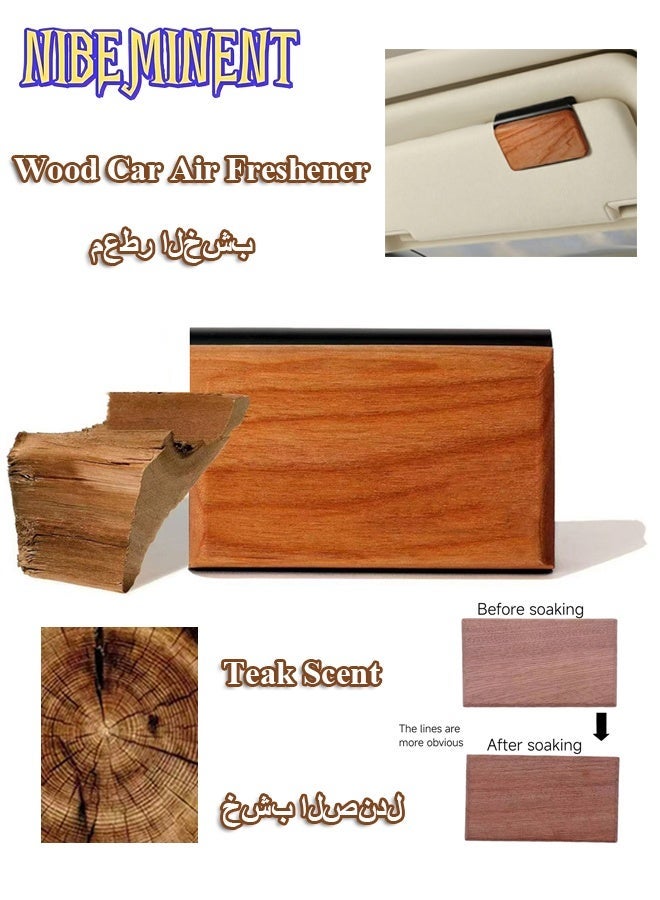 NIBEMINENT Car Air Freshener - The Original Wood Air Freshener - Car Odor Eliminator - Long Lasting Scent - Auto Accessories - Metal Clip - Essential Oils - Clean Ingredients - Teak Scent Starter Kit - Image 1