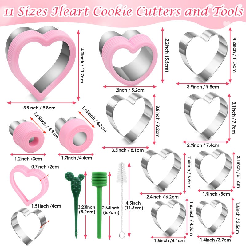LifeisLuck Heart Cookie Cutters Set, 11 Sizes Stainless Steel Valentineâ€™s Day Cookie Cutter Large Medium DIY Biscuit Cutters Fruit Vegetable Mold for Boys Girls - Image 4