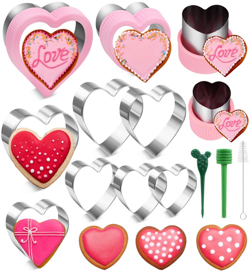 LifeisLuck Heart Cookie Cutters Set, 11 Sizes Stainless Steel Valentineâ€™s Day Cookie Cutter Large Medium DIY Biscuit Cutters Fruit Vegetable Mold for Boys Girls - Image 1