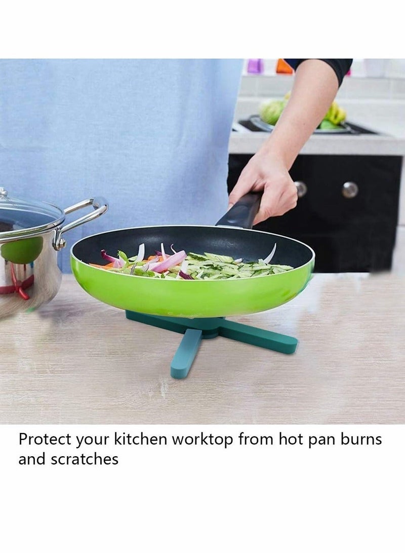 واي آند دي Hot Pans Folding Pot Stand, Non-Slip Thick Foldable Silicone Trivets, 19.7cm Mat Heat Protector for Kitchen and Dishes(3 Pcs) - Image 3