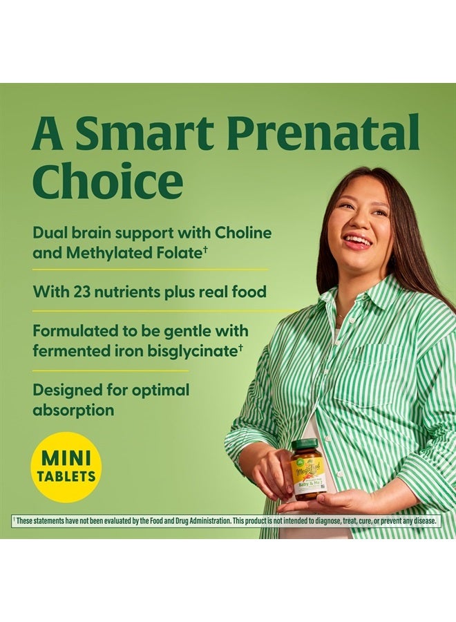 MegaFood Baby & Me 2 Prenatal Vitamin & Minerals - Vitamins for Women - with Folate (Folic Acid Natural Form), Choline, Iron, Iodine, Vitamin C, Vitamin D and More - 120 Mini Tabs (30 Servings) - Image 4