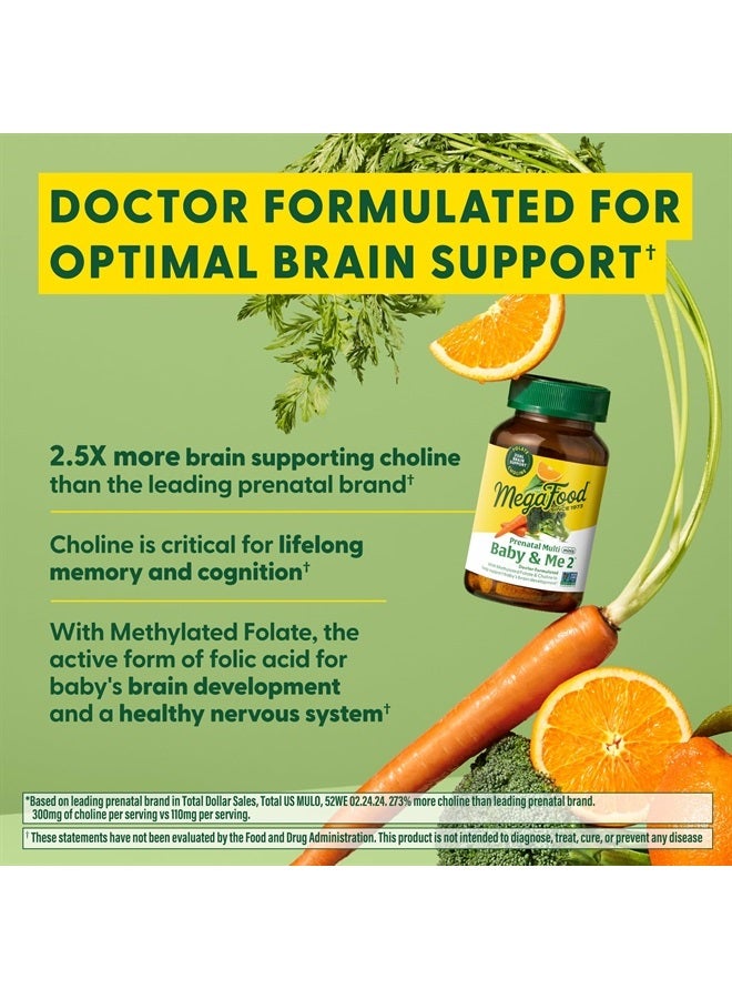 MegaFood Baby & Me 2 Prenatal Vitamin & Minerals - Vitamins for Women - with Folate (Folic Acid Natural Form), Choline, Iron, Iodine, Vitamin C, Vitamin D and More - 120 Mini Tabs (30 Servings) - Image 5