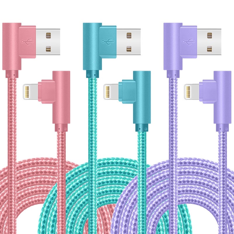 APFEN iPhone Charger, Apple MFi Certified 3Pack 6FT Lightning Cable, 90 Degree Fast Charging Cables Cord Compatible for 14/13 mini/13/12/11 Pro MAX/XR/XS/8/7/Plus/6S/SE/iPad - Image 1