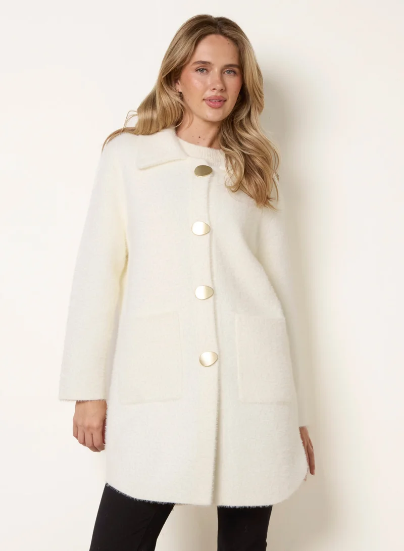 بلو فانيلا Overcoat With Classic Collar