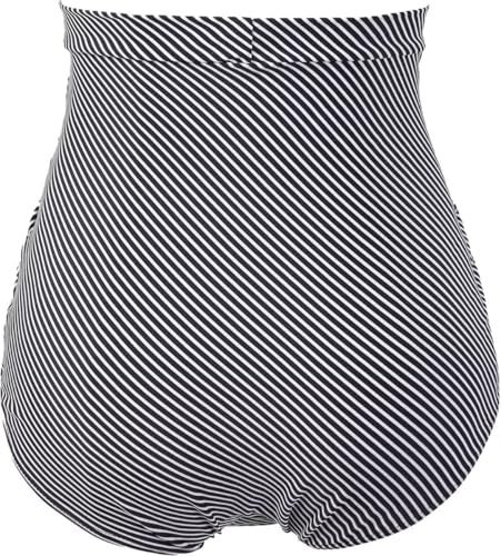 COCOPEAR Women's Ruched High Waisted Bikini Bottom Retro Vintage Swim Short Tankinis Black Stripe 2XL - Image 3