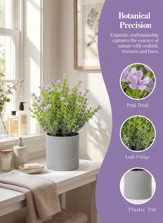 Fuxdre 2 Pack Small Desk Plants, Artificial Bathroom Plants Decor with Thyme Flower in Vintage Melamine Pots, Faux Plants Indoor for Shelf Decor in Home Office, and Spring Decor (Ivory) - Image 3