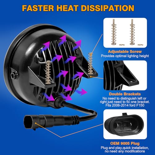 Aukmak Upgraded Amber LED Fog Lights Assembly Compatible with Ford F150 2006 2007 2008 2009 2010 2011 2012 2013 2014 Accessories for F150 2006-2014 - Image 4