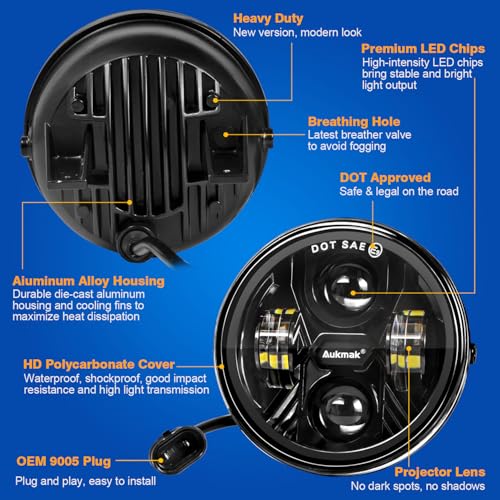 Aukmak Upgraded Amber LED Fog Lights Assembly Compatible with Ford F150 2006 2007 2008 2009 2010 2011 2012 2013 2014 Accessories for F150 2006-2014 - Image 3