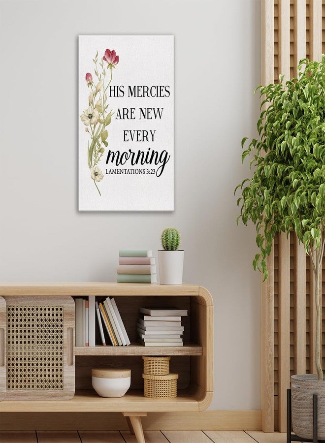 Zauly Inspirational Bible Verse Wall Art Canvas Painting Print Framed Christian His Mercies Are New Every Morning Lamentations 3:23 Scriptures Canvas Poster Sign for Home Office Decor (12x15 Inch) - Image 4