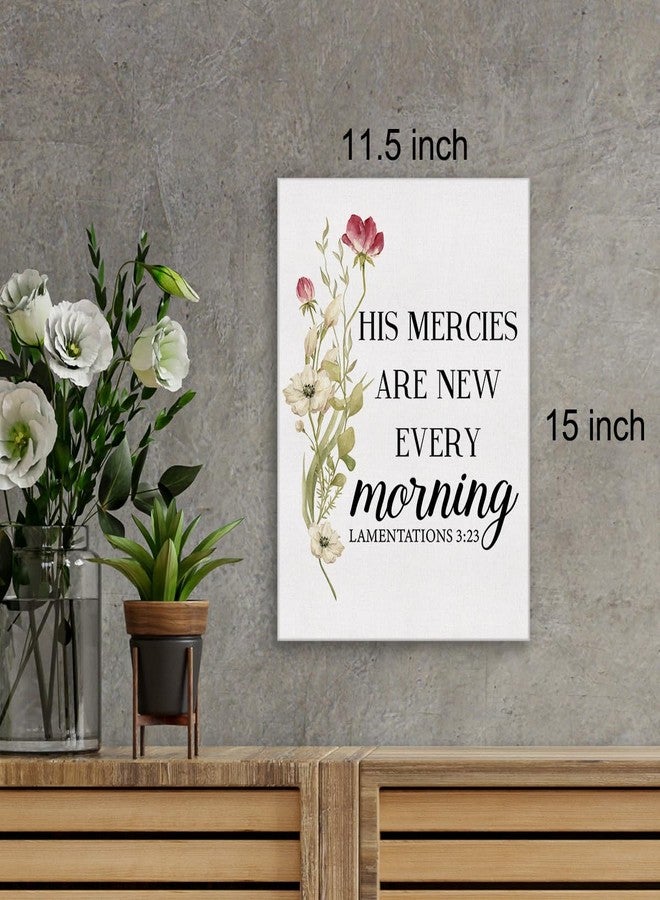 Zauly Inspirational Bible Verse Wall Art Canvas Painting Print Framed Christian His Mercies Are New Every Morning Lamentations 3:23 Scriptures Canvas Poster Sign for Home Office Decor (12x15 Inch) - Image 2