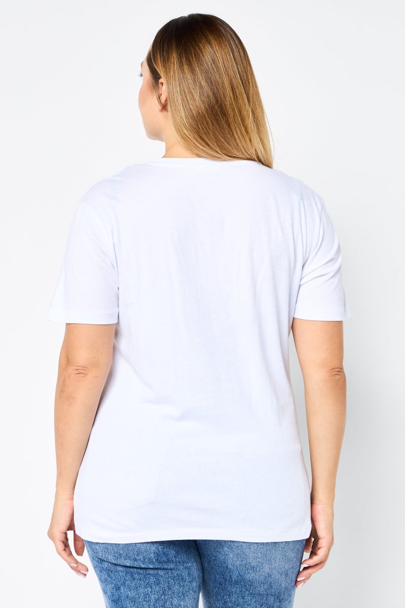 Replay Women Round Neck Short Sleeves Brand Logo T-Shirt, White - Image 4