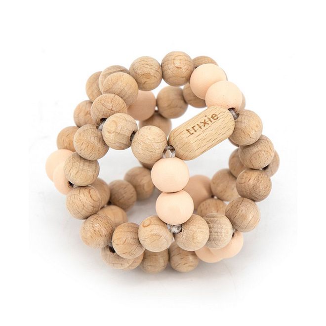 Trixie Wooden Beads Ball Rose for Hand-Eye Coordination, FSC Beech Wood, Water-Based Paints, 6M , 15x11cm