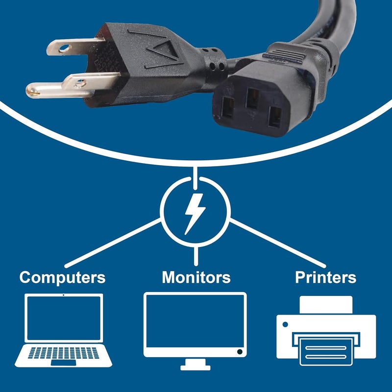 C2G 3FT Replacement AC Power Cord - Power Cable for Electronics, TV, Computer, Printer, Radio, Monitor, Samsung, Dell, Vizio, LG, Asus, Laptop and More (03129) (2 Pack) - Image 2