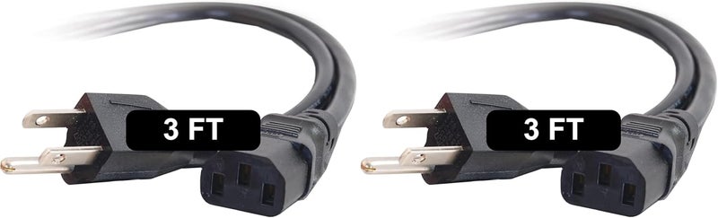 C2G 3FT Replacement AC Power Cord - Power Cable for Electronics, TV, Computer, Printer, Radio, Monitor, Samsung, Dell, Vizio, LG, Asus, Laptop and More (03129) (2 Pack) - Image 1