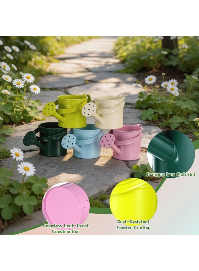 DOITOOL Metal Watering Cans, 5Pcs Kids Gardening Water Pots, Iron Watering Can Garden Watering Bucket for Gardening Plants Flower (Mixed Style) - Image 5