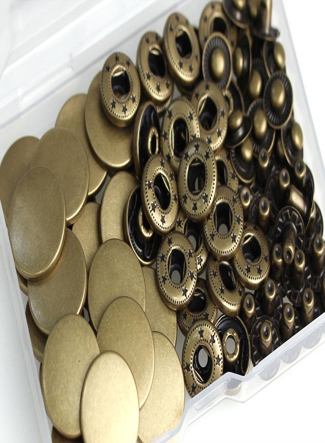 BetterJonny 24 Sets Heavy Duty Leather Snap Fasteners Kit, BetterJonny 20mm Metal Snap Buttons Press Studs Leather Rivets Snaps with 4 Setter Tools for Clothes Bracelet Jackets Jeans Antique Brass - Image 2