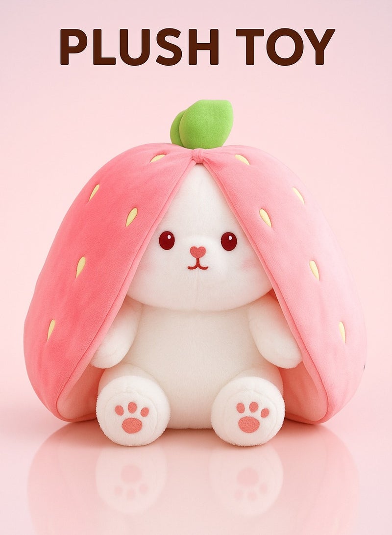 Strawberry Rabbit Plush Toy - Transformable Strawberry Shell Doll, Cute Kids Plushie, Home Decor, Birthday/Children's Day/Graduation/Party Gift - Image 1