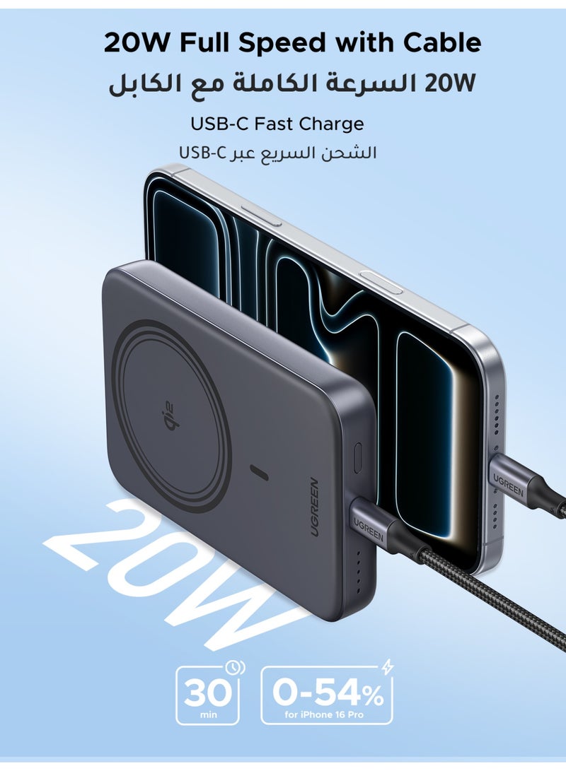 Ugreen Nexode Magsafe Fast Charging 10000mAh Qi2 Certified Portable Magnetic Charger for Mobile Phones, Airline-Friendly, 15W PD20W Battery USB C  iPhone Power Bank Compatible with Samsung S26/S25 Series, iPhone 17-12 Series Grey 15W - Image 5
