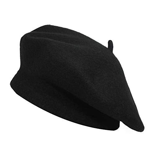 ZLYC Wool French Beret Hat Solid Color Beret Cap for Women Girls (Black) - Image 4