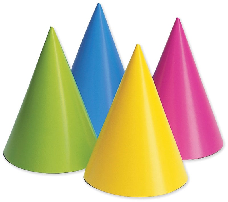 Creative Converting Neon Party Hats Colors may vary 8 Pieces