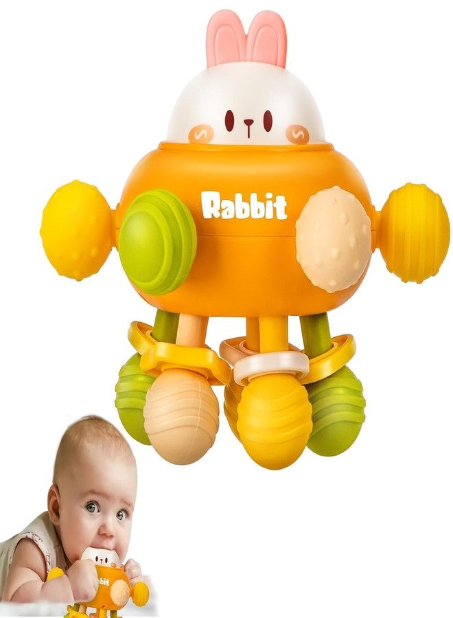 Anzimo Baby Sensory Teething Toys - Baby Teether & Rattle - Gifts for Infant Newborn Boys Girls 0 3 6 9 12 18 Months - Toddler Montessori Educational Learning Toys (Yellow,Rabbit) - Image 1