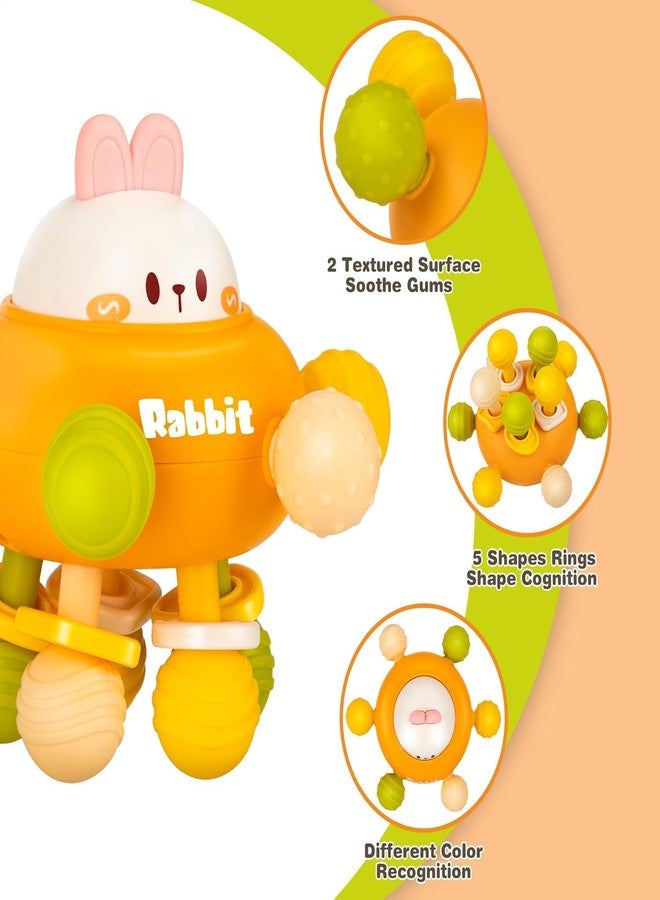 Anzimo Baby Sensory Teething Toys - Baby Teether & Rattle - Gifts for Infant Newborn Boys Girls 0 3 6 9 12 18 Months - Toddler Montessori Educational Learning Toys (Yellow,Rabbit) - Image 3