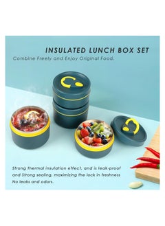 Cuken 3 Tier Portable Insulated Lunch Containers with Bag, Separate Stackable Lunch Container, Leakproof Stackable Stainless Steel Food Container, for Adult Men Women Kids, Insulated Bento Boxes  - Image 4