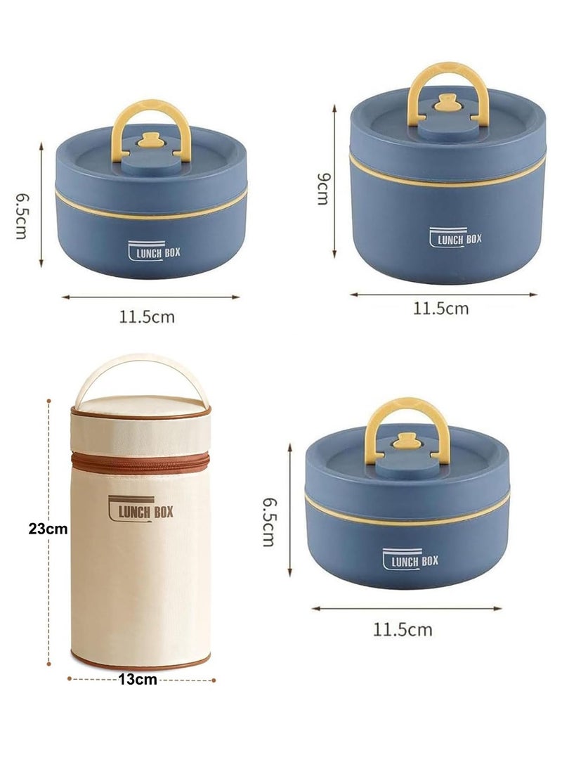 3-Tier Insulated Stainless Steel Lunch Box with Carry Bag - Leakproof Stackable Bento Box for Office, School & Travel - Keeps Food Hot/Cold for Hours - Adult & Kids - Image 2