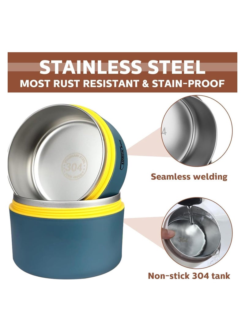 3-Tier Insulated Stainless Steel Lunch Box with Carry Bag - Leakproof Stackable Bento Box for Office, School & Travel - Keeps Food Hot/Cold for Hours - Adult & Kids - Image 3