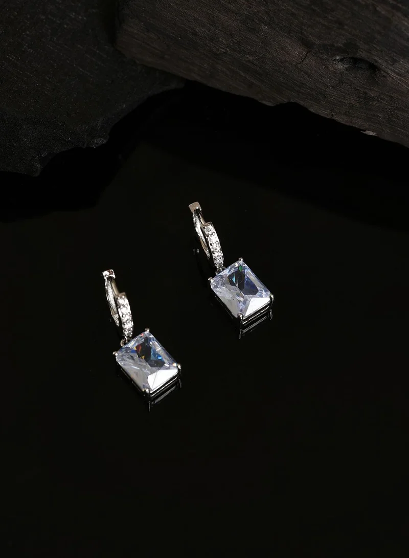 SOHI Silver Plated Designer Stone Drop Earring