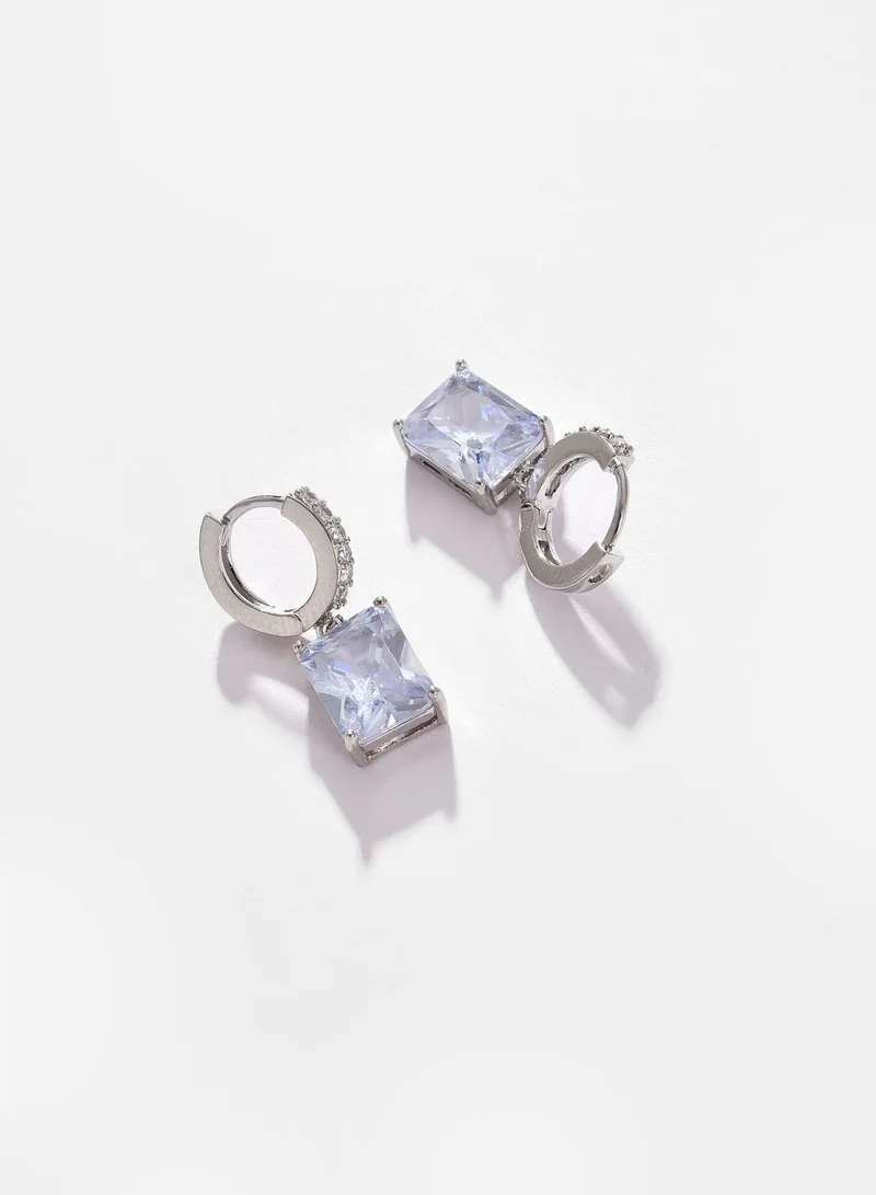 SOHI Silver Plated Designer Stone Drop Earring