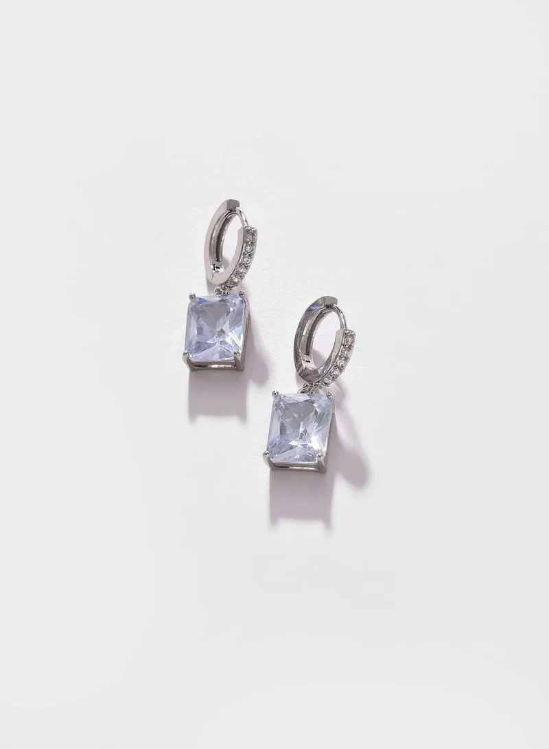 SOHI Silver Plated Designer Stone Drop Earring