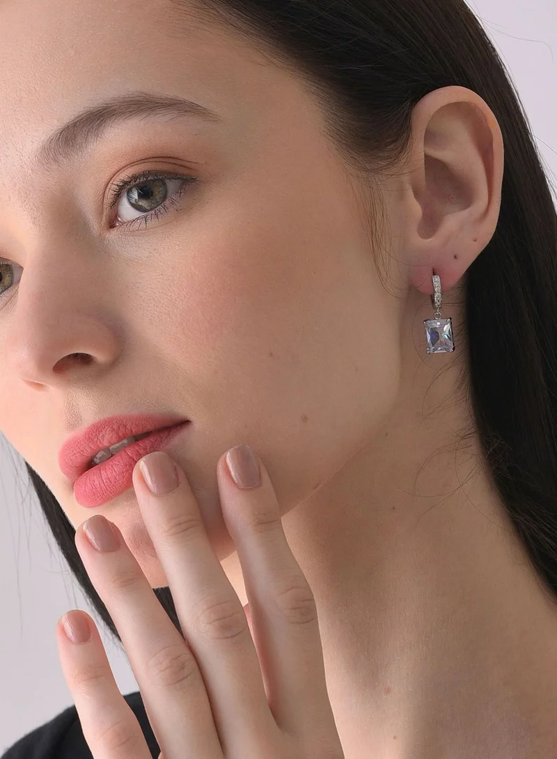 SOHI Silver Plated Designer Stone Drop Earring