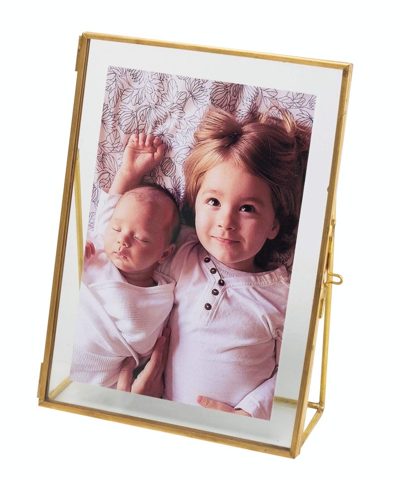 Levilan 6x8 Gold Photo Frame Vintage Style Antique Gold Standing Picture Frames with Pressed Glass, Brass (6 x 8) - Image 1